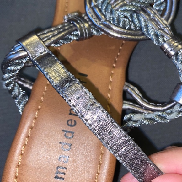 madden girl, silver strappy wedge heel sandals size aprx 7 - Picture 3 of 4